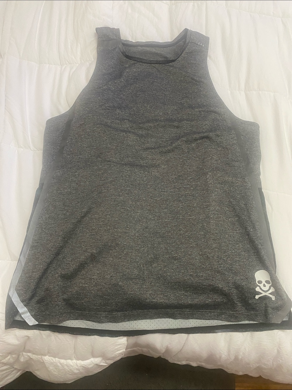 lululemon athletica Men's Dark Heather Gray Performance Tank with Skull Accent
